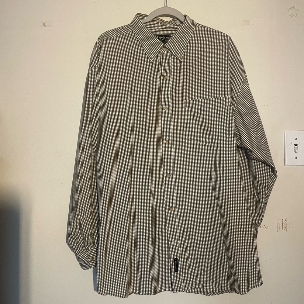 U.S. Expedition men’s button down shirt tan/white stripe size Xl